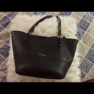 Calvin Klein Reversible Leather Black Tote